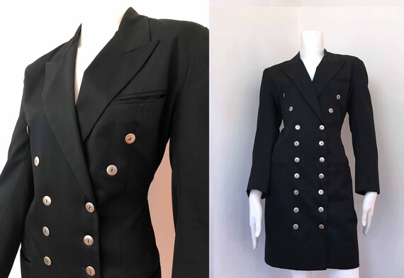 MERIVALE Double-Breasted Black Tuxedo Military Dre