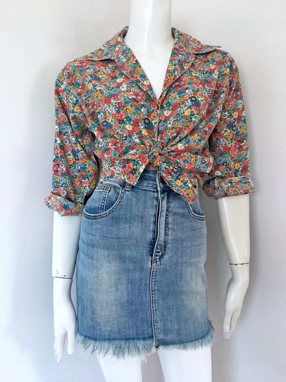 70s/80s Floral Print Shirt_Size 8-10_ Liberty Styl
