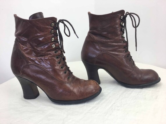 El Dantes Brown Leather Victorian Style Ankle Boot