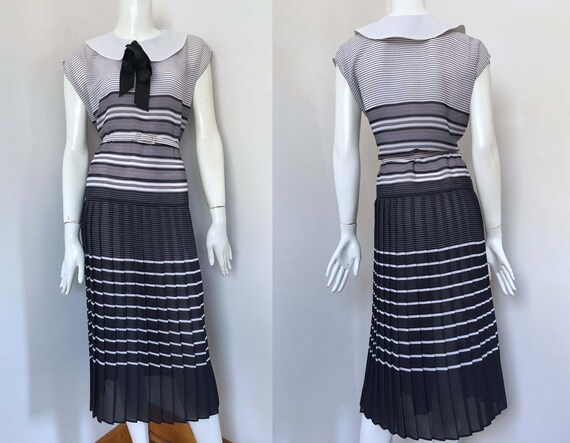 Norman Hartnell Boating Dress with Pleated Skirt –