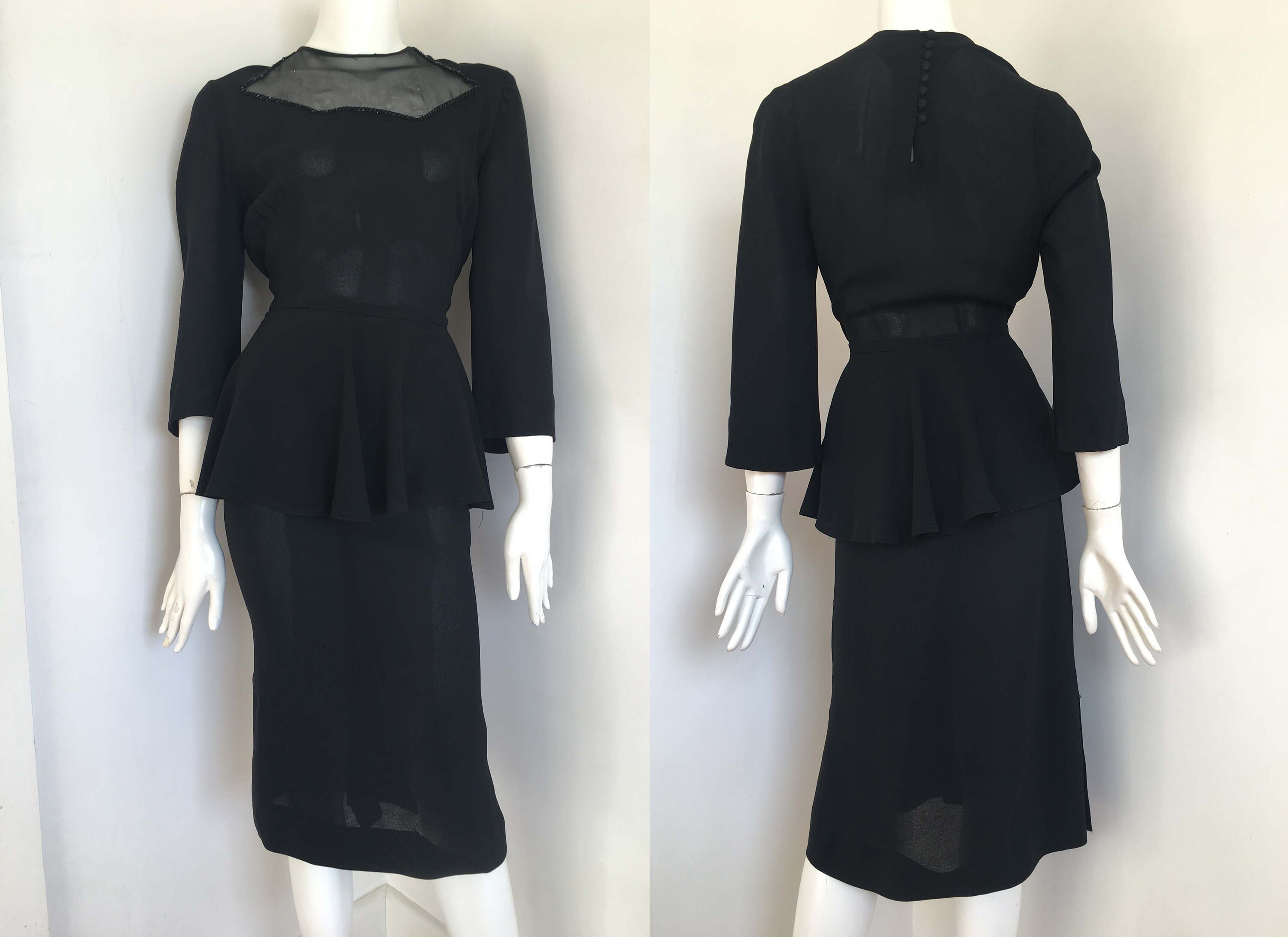 Black Bonded Plus Size Peplum Dress (3091143) | Zeta