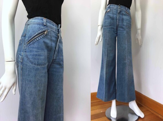 bell bottom blue jeans