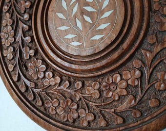 Vintage Carved Floral Wooden Wall Hanging