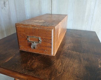 Vintage Library Card File Box