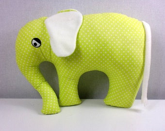 Kissen in Form eines Elefanten in hellgrün weiß mit Pünktchen