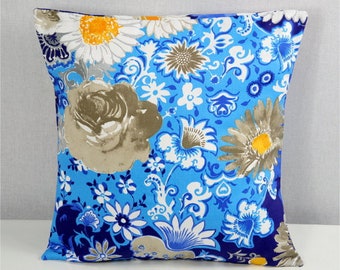 Kissenbezug Kissenhülle Bezug Kissenüberzug  ca 40x40 blau weiß Blumen