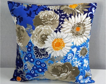 Kissenbezug Kissenhülle Bezug Kissenüberzug  ca 40x40 blau weiß Blumen