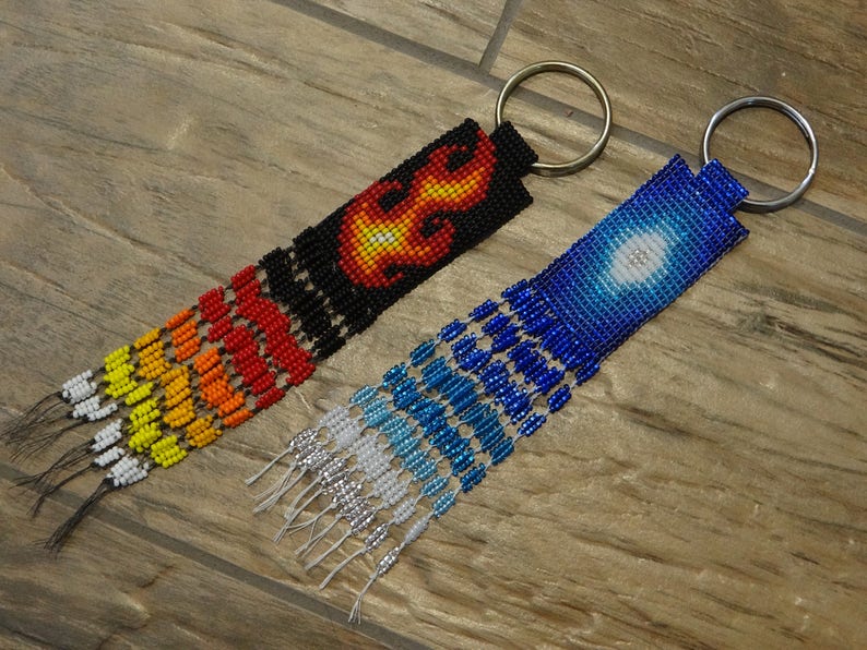 Beaded Keychain Large Etsy