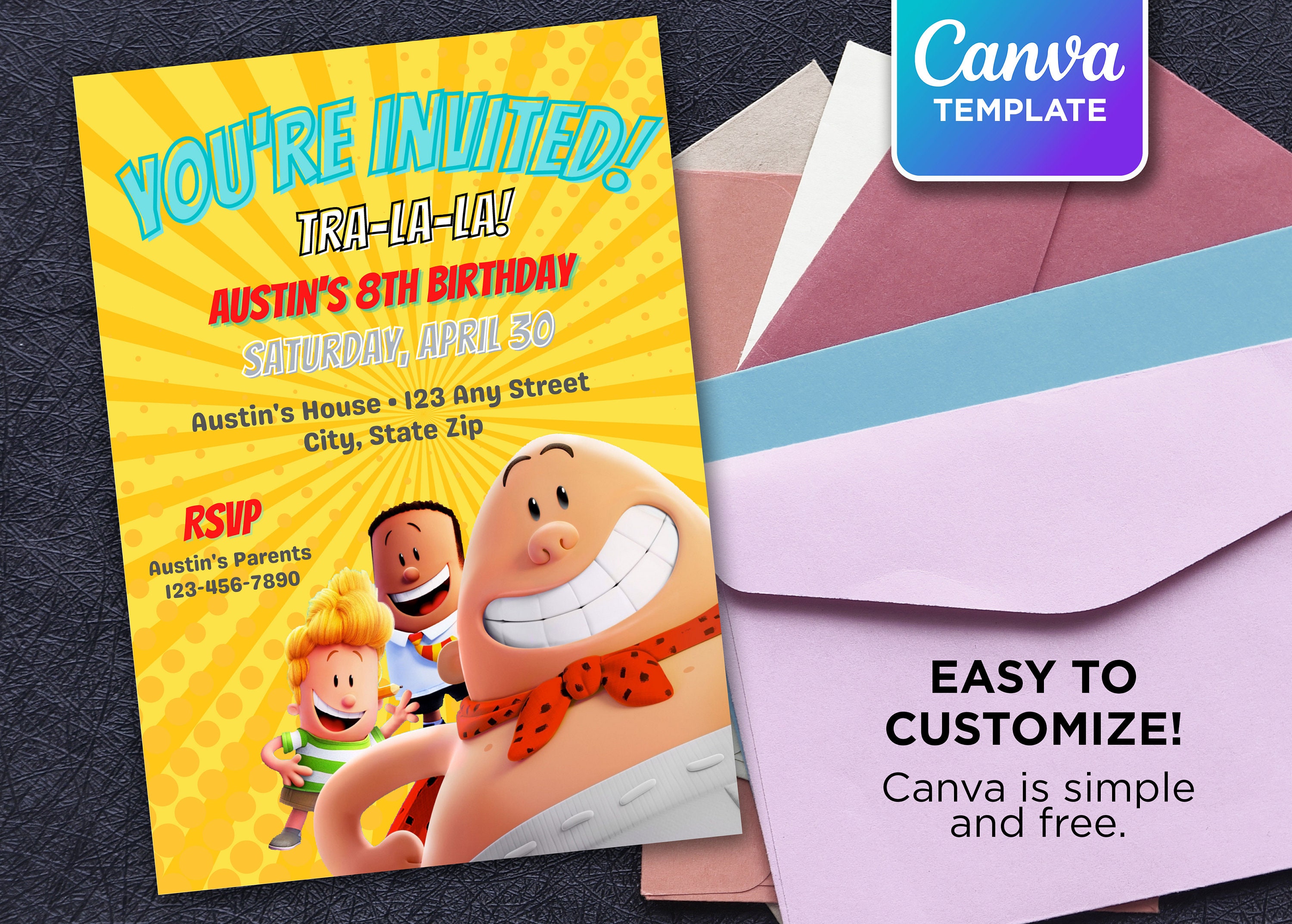 Captain Underpants Birthday Party Invitations Print and Email - Etsy