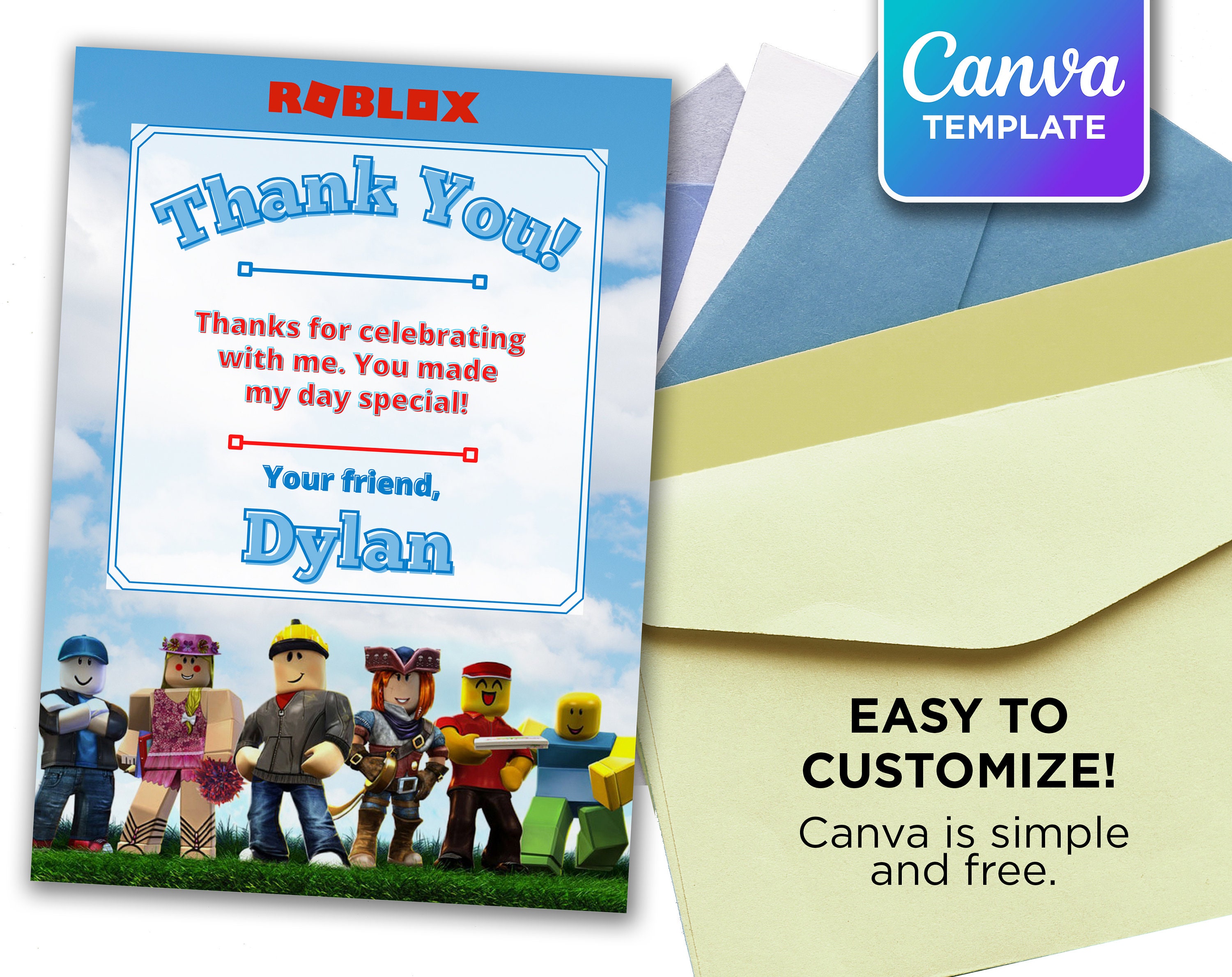 Editable Printable Birthday Roblox Gift Card Holder Thank 