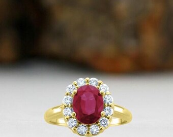 Ruby and Diamond Engagement Anniversary Ring in 14k Yellow Gold