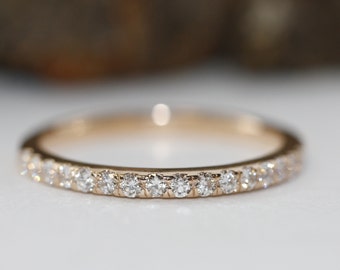 Eternity Diamond Wedding Band Anniversary Ring Promise Ring in 14K Rose Gold