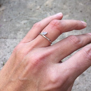 Stackable Marquise Shape Gemstone Ring In 14K White Gold, Size 6.5