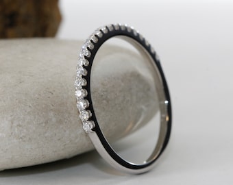 Diamond Half Eternity Wedding Anniversary Ring in 14k White Gold