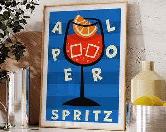 Printable Art, Aperol Spritz Print, Cocktail Wall Art, Kitchen Decor, Drinks Print, Cocktail Poster, Italian Kitchen Art, Digital Download