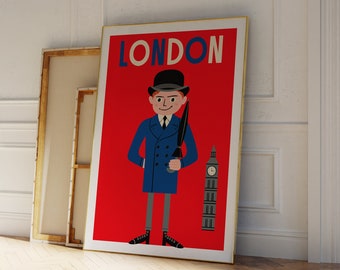 London England Print, London Wall Art, London Travel Poster, London City, London Wall Decor, Big Ben, Modern Wall Art, Mid Century Print