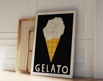 Mid Century Gelato Poster, Food Wall Art, Gelato Poster, Kitchen Decor, Modern Food Print, Food and Drink Poster, Kitchen Wall Art