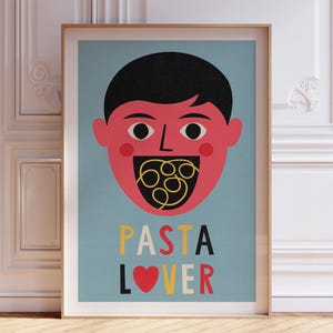Printable Art, Pasta Lover Poster, Spaghetti Print, Kitchen Wall Art, Food Print, Italian Food, Kitchen Decor, Pasta Print, Digital Download