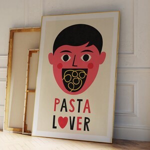 Printable Art, Pasta Lover Poster, Spaghetti Print, Kitchen Wall Art, Food Print, Italian Food, Kitchen Decor, Pasta Print, Digital Download