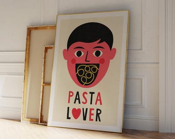 Pasta Lover Poster: Italian Kitchen Decor, (Digital Download)