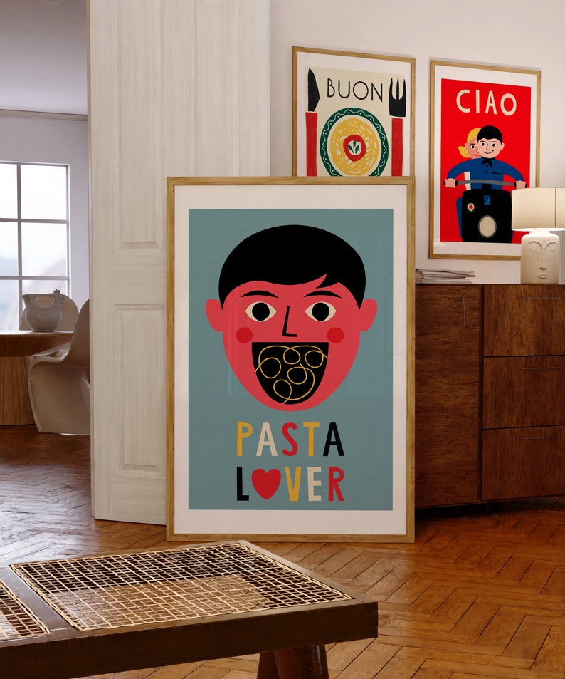 Printable Art, Pasta Lover Poster, Spaghetti Print, Kitchen Wall Art, Food Print, Italian Food, Kitchen Decor, Pasta Print, Digital Download image 3