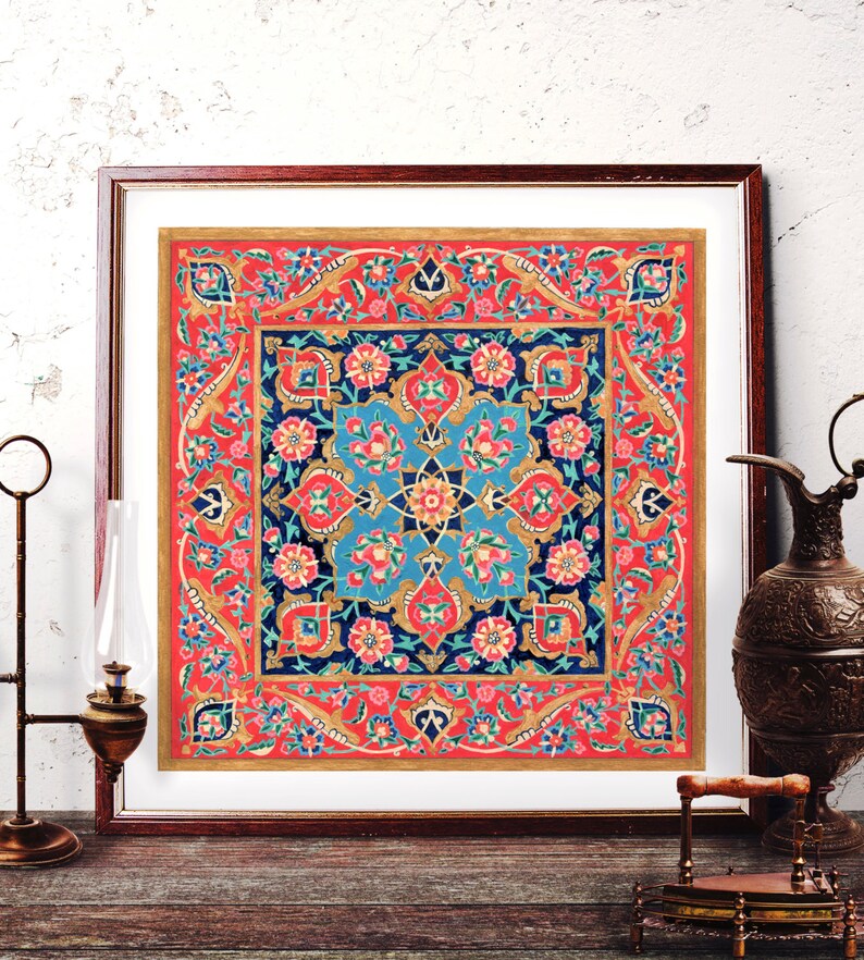 Traditional Turkish Tile Wall Art Ottoman Floral Watercolor Etsy