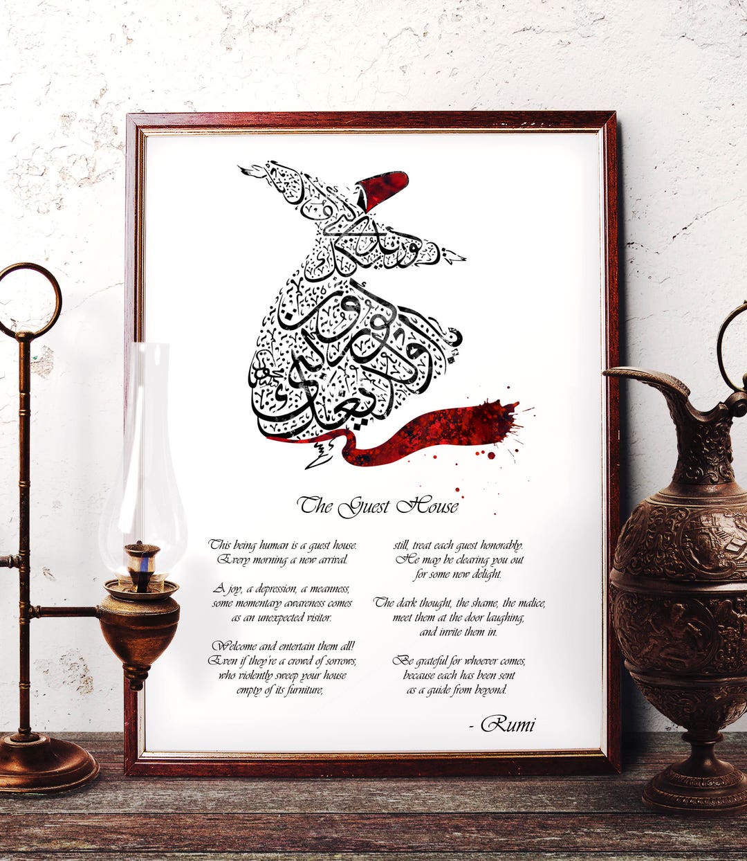 The Guest House by Rumi, Rumi's Poem, Rumi Quote, Sufi Home Decor