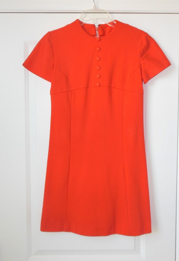 Vtg Mini Dress Red ~size S Short Sleeve 60's 70's 