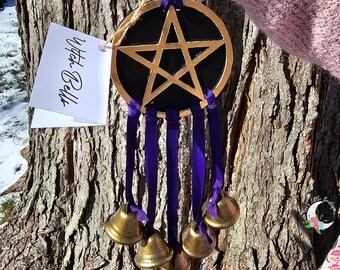Witch Bells, Pentagram with Purple Ribbon