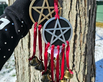 Witch Bells, Pentagram with Red Ribbon