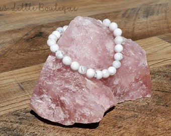 8mm Matte Howlite Crystal Healing Bracelet, Healing Crystal Bracelet, Healing Stone Bracelet