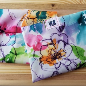 Reusable Snack Bags, Watercolor Flowers, Girl