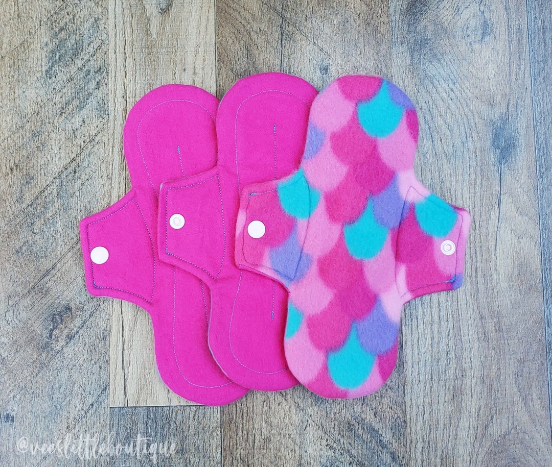 Reusable Menstrual Pad Cloth Reusable Pad Pink Mermaid 8.75 Etsy UK
