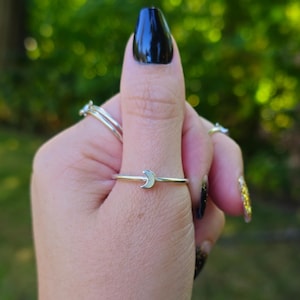 Crescent Moon Sterling Silver Ring