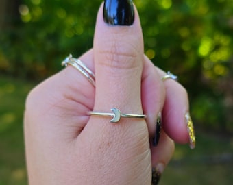 Crescent Moon Sterling Silver Ring