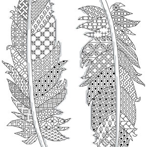 Cross stitch pattern Feathers black work unicolor