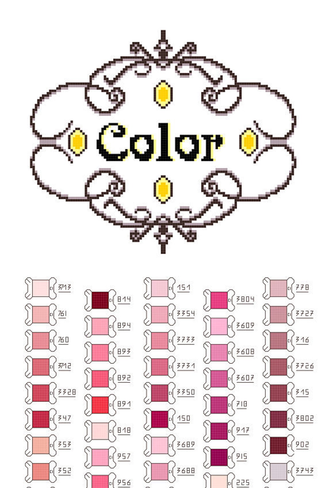 Dmc Color Chart For Cross Stitch Etsy In 2020 Color