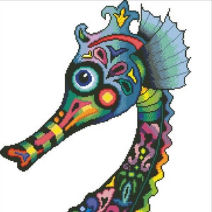 Seahorse cross stitch pattern