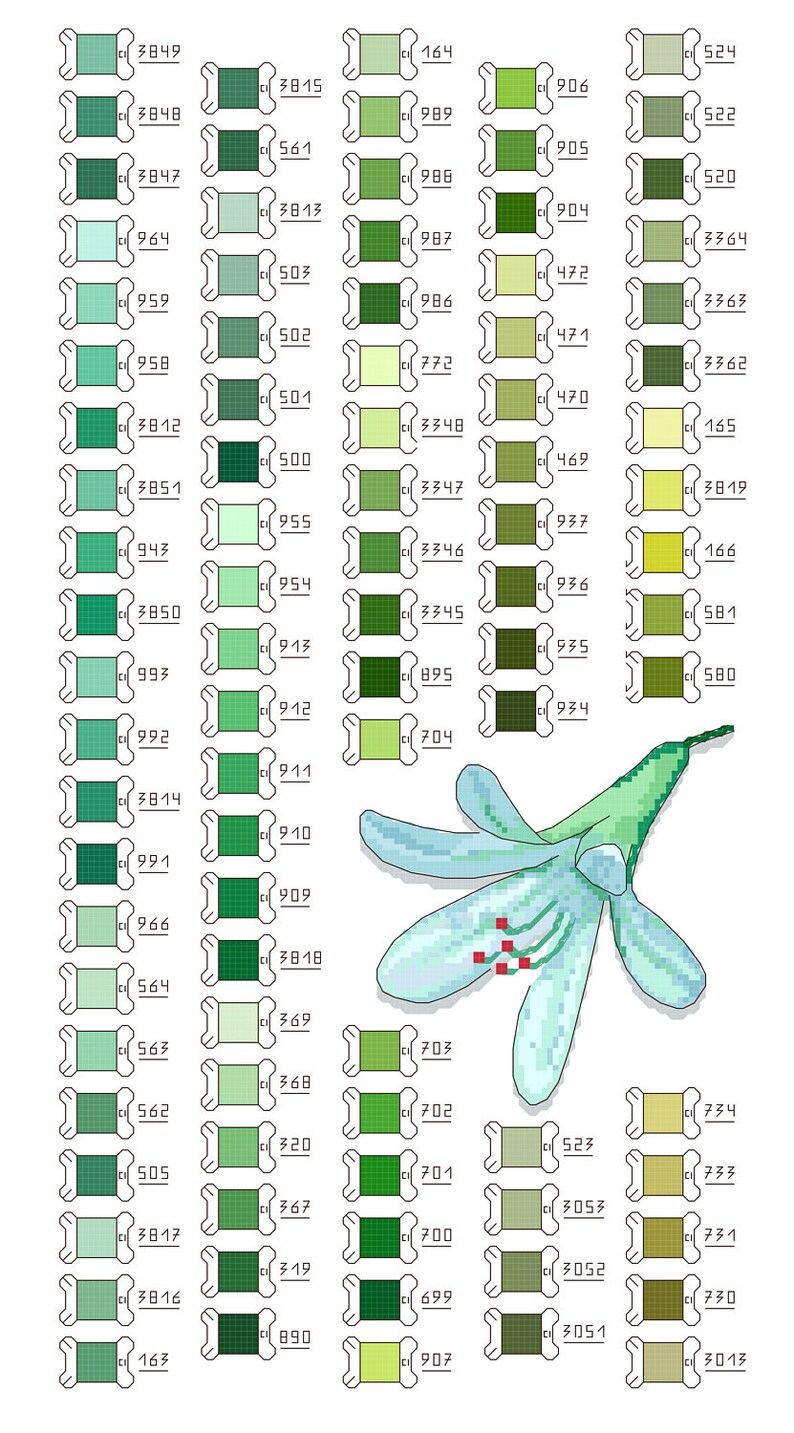 Download Cross stitch pattern DMC color list download pdf all 447 | Etsy