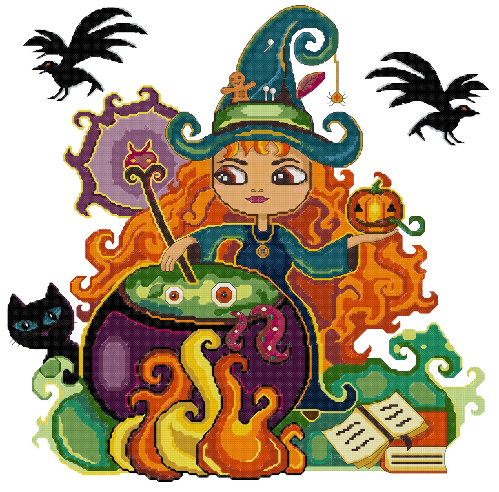Witch Cross Stitch Pattern Etsy