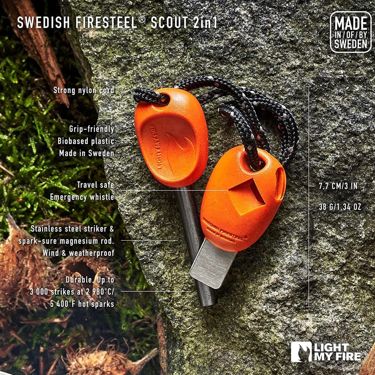 Light My Fire Flint Fire Starter Ferro Rod Survival Tool Fire Steel Army Bushcraft Gear Flint And Steel Magnesium Fire Starter Kit 3 8 2 In 1 Fire Starters For Campfires 12 000 Strikes