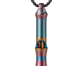 Collar con silbato de emergencia de titanio, 120 dB, para supervivencia y seguridad.