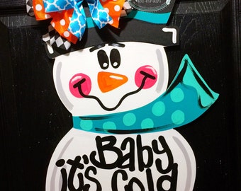 unfinished door hanger winter door hanger snowman door hanger winter door decor baby its cold outside snowman decorations
