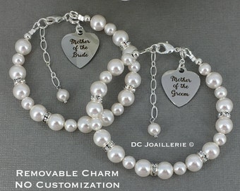 Gift for Moms, Charm Bracelet, Mother of the Bride, Mother of the Groom, Pearl Bracelet, Mother in Law Gift, Birthday, Christmas, Wedding