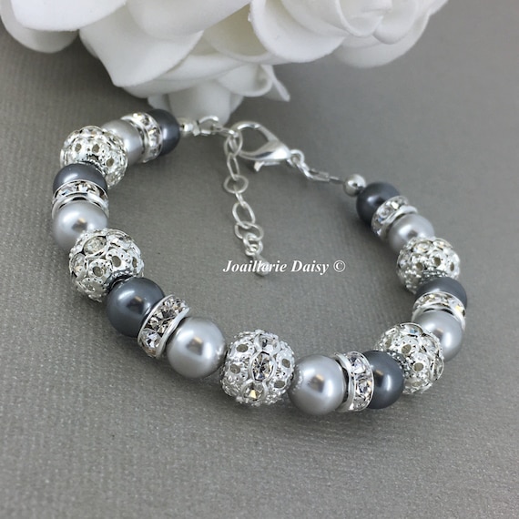 Shade of Gray Pearl Bracelet Mother of the Groom Gift Wedding Bridal Party Gift Gift for Grandma Gift for Bridesmaids Sieraden Armbanden Kralenarmbanden Prom Jewelry 