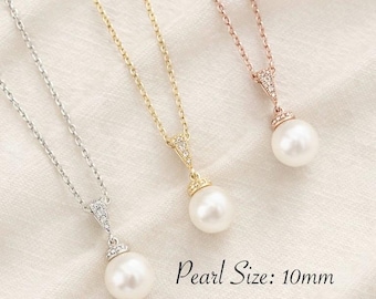Pearl Bridal Necklace: Bridesmaid Gift, Wedding Jewelry, Created with Crystals by Swarovski®
