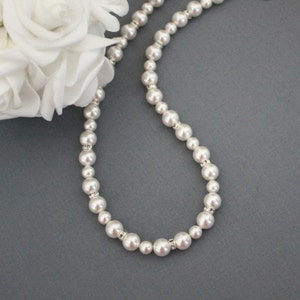 Wedding Pearl Necklace, Bridal Jewelry, Simple Strand Necklace, Bridesmaid Maid of Honor, Prom, Christmas, Birthday, Bridal party Gift image 5