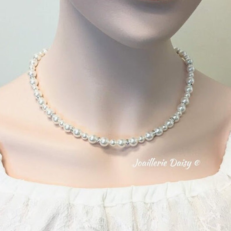 Wedding Pearl Necklace, Bridal Jewelry, Simple Strand Necklace, Bridesmaid Maid of Honor, Prom, Christmas, Birthday, Bridal party Gift image 1