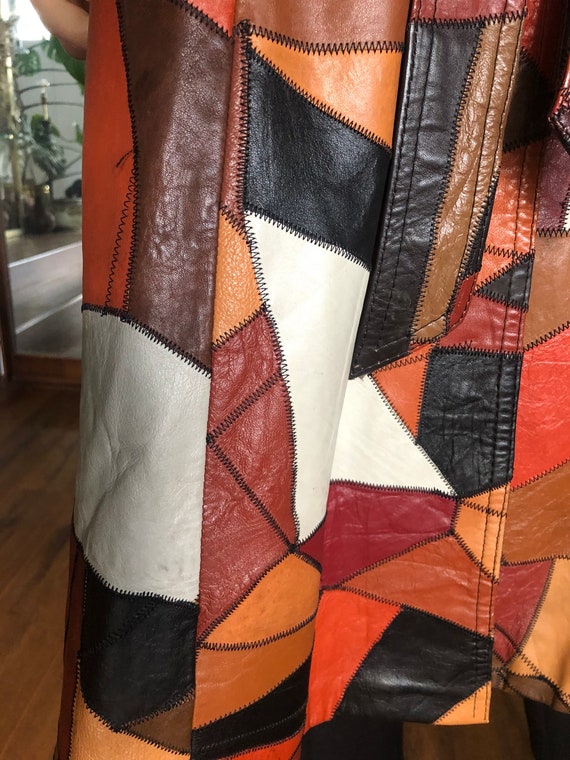 70s leather patchwork coat - image 5