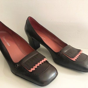 Brown and pink shoes